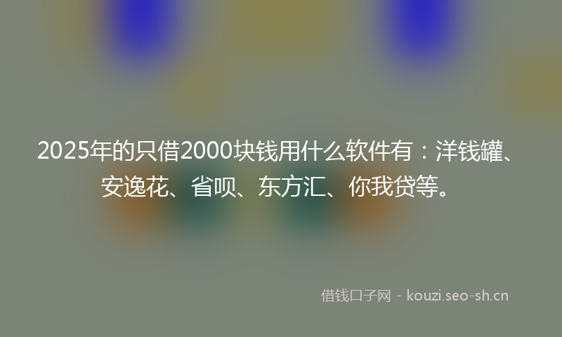 2025年的只借2000块钱用什么软件有：洋钱罐、安逸花、省呗、东方汇、你我贷等。