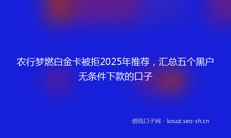 农行梦燃白金卡被拒2025年推荐，汇总五个黑户无条件下款的口子