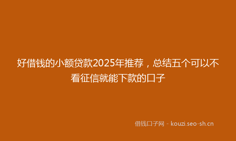 好借钱的小额贷款2025年推荐,总结五个可以不看征信就能下款的口子