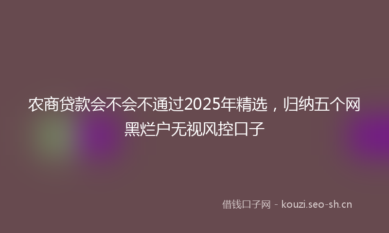 农商贷款会不会不通过2025年精选，归纳五个网黑烂户无视风控口子