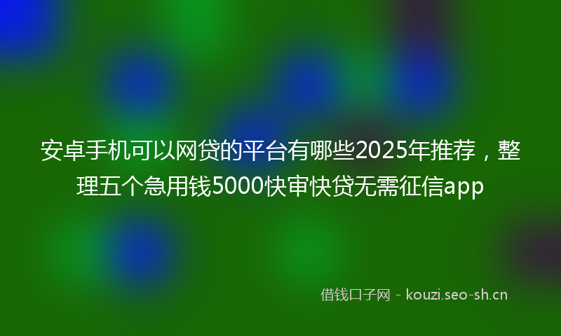 安卓手机可以网贷的平台有哪些2025年推荐，整理五个急用钱5000快审快贷无需征信app