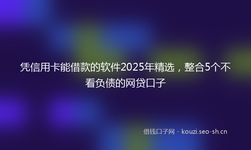 凭信用卡能借款的软件2025年精选，整合5个不看负债的网贷口子