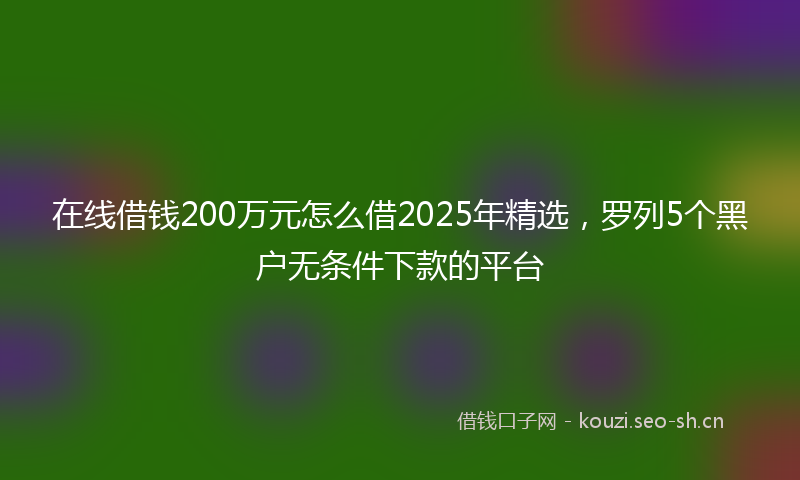 在线借钱200万元怎么借2025年精选,罗列5个黑户无条件下款的平台