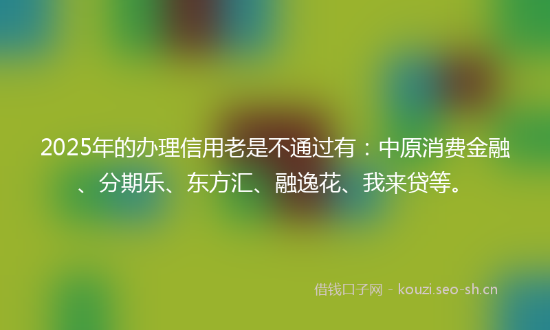 2025年的办理信用老是不通过有：中原消费金融、分期乐、东方汇、融逸花、我来贷等。