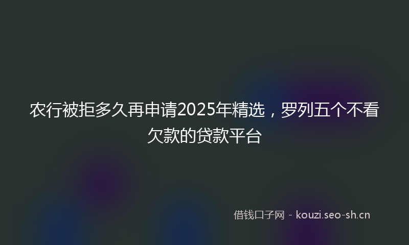 农行被拒多久再申请2025年精选,罗列五个不看欠款的贷款平台