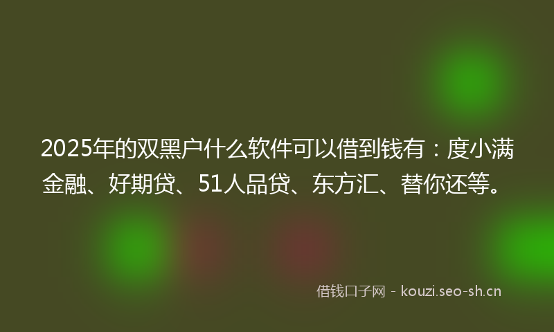 2025年的双黑户什么软件可以借到钱有：度小满金融、好期贷、51人品贷、东方汇、替你还等。