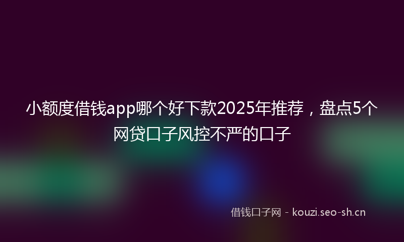 小额度借钱app哪个好下款2025年推荐，盘点5个网贷口子风控不严的口子