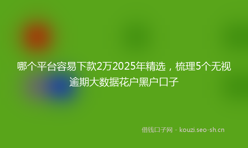 哪个平台容易下款2万2025年精选，梳理5个无视逾期大数据花户黑户口子