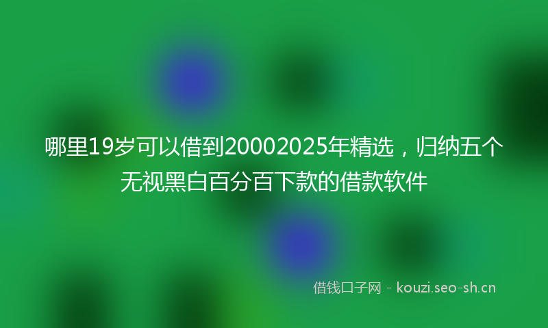哪里19岁可以借到20002025年精选，归纳五个无视黑白百分百下款的借款软件