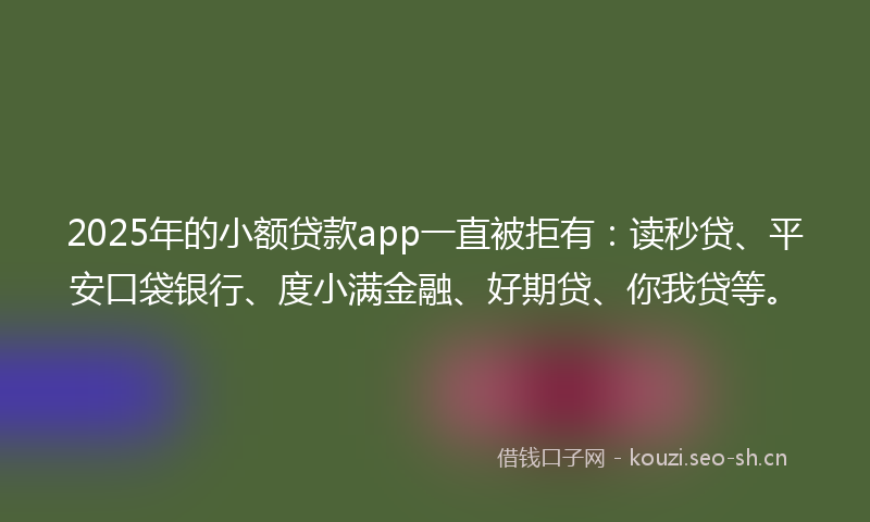 2025年的小额贷款app一直被拒有：读秒贷、平安口袋银行、度小满金融、好期贷、你我贷等。