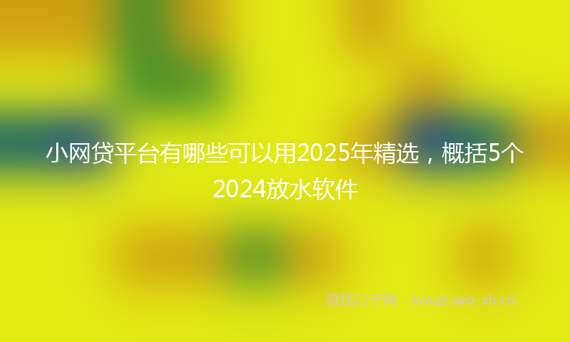 小网贷平台有哪些可以用2025年精选，概括5个2024放水软件