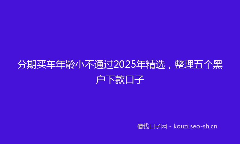 分期买车年龄小不通过2025年精选，整理五个黑户下款口子