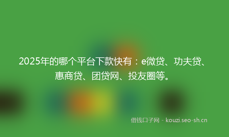 2025年的哪个平台下款快有：e微贷、功夫贷、惠商贷、团贷网、投友圈等。