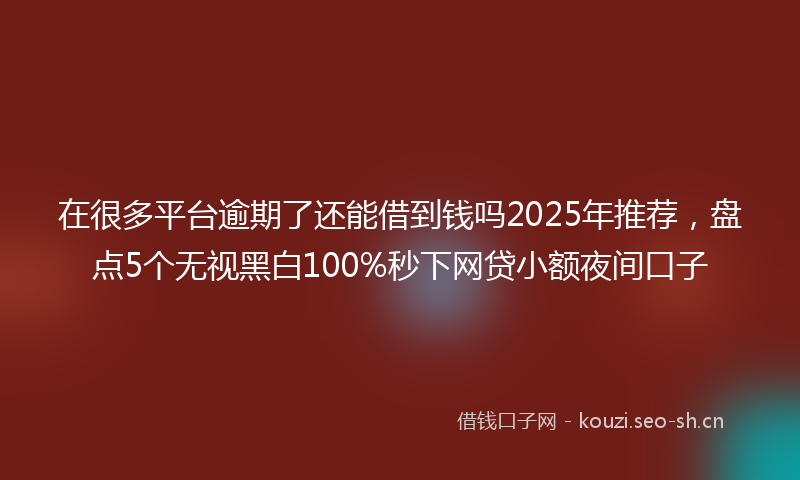 在很多平台逾期了还能借到钱吗2025年推荐，盘点5个无视黑白100%秒下网贷小额夜间口子