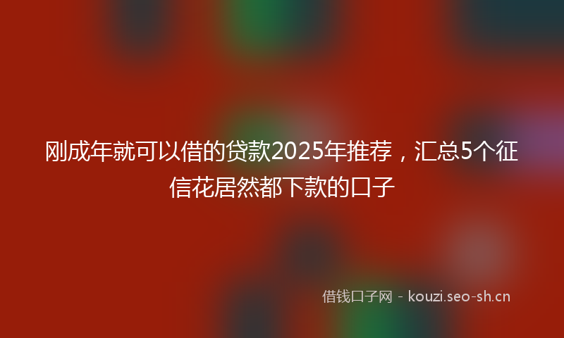 刚成年就可以借的贷款2025年推荐，汇总5个征信花居然都下款的口子