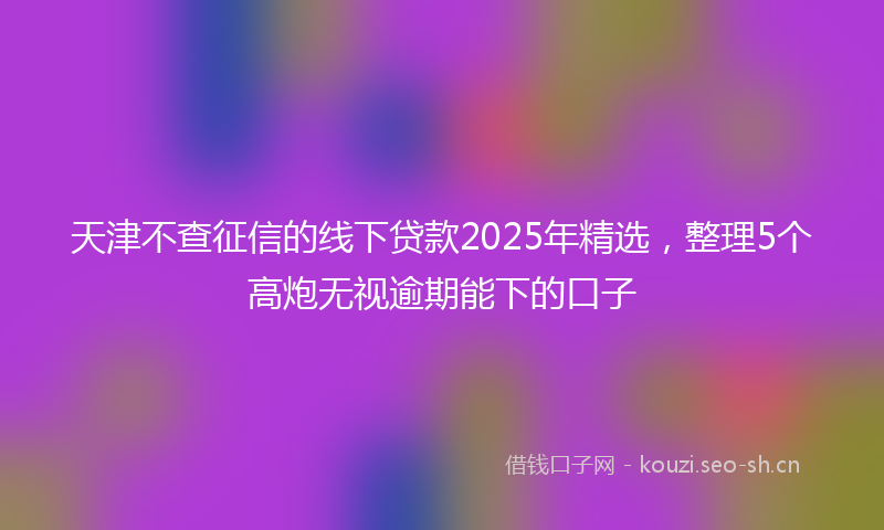 天津不查征信的线下贷款2025年精选，整理5个高炮无视逾期能下的口子