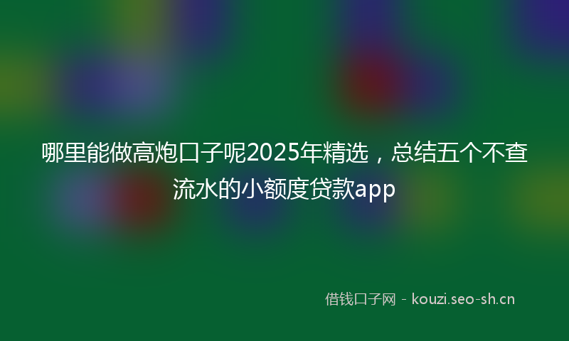 哪里能做高炮口子呢2025年精选，总结五个不查流水的小额度贷款app