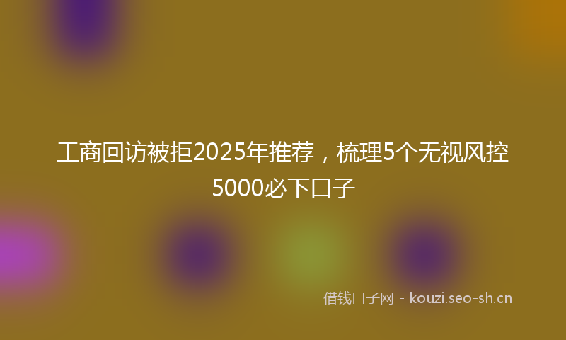 工商回访被拒2025年推荐，梳理5个无视风控5000必下口子