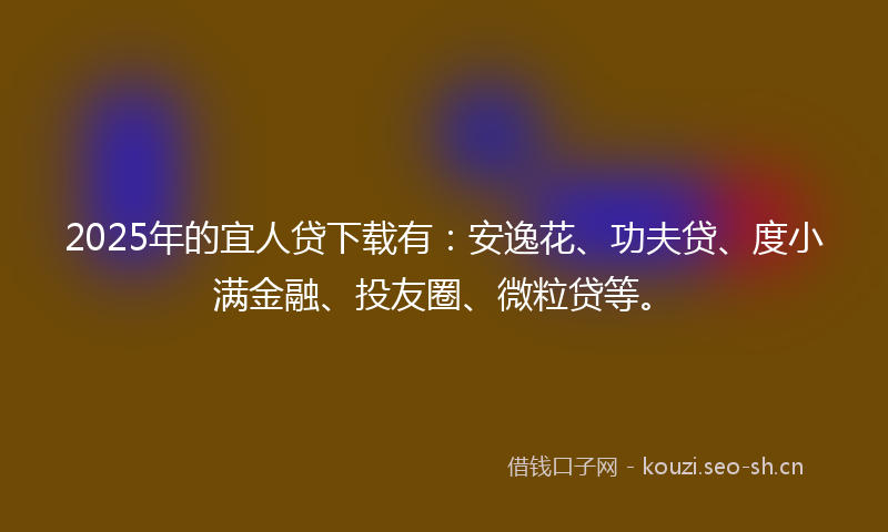2025年的宜人贷下载有:安逸花、功夫贷、度小满金融、投友圈、微粒贷等。