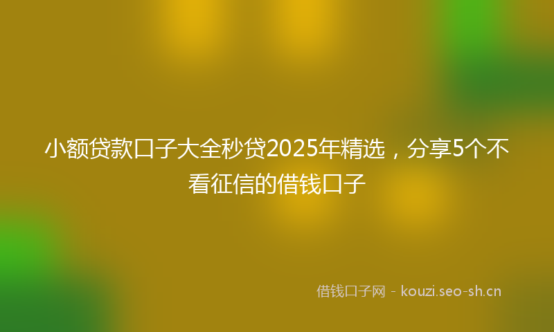 小额贷款口子大全秒贷2025年精选，分享5个不看征信的借钱口子
