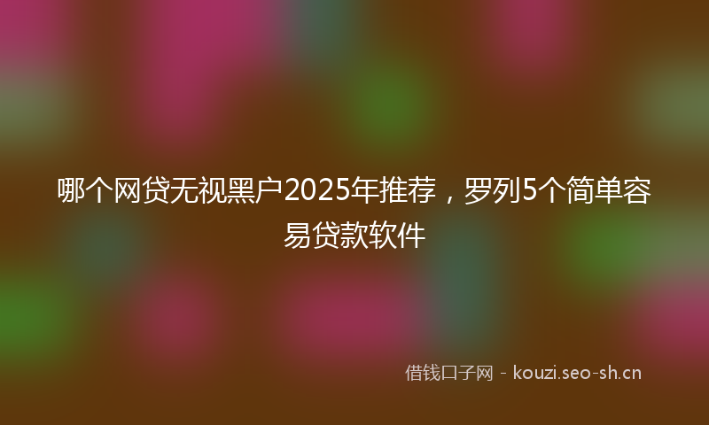 哪个网贷无视黑户2025年推荐，罗列5个简单容易贷款软件