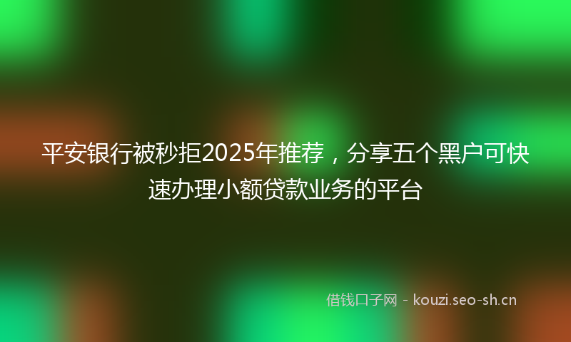 平安银行被秒拒2025年推荐，分享五个黑户可快速办理小额贷款业务的平台