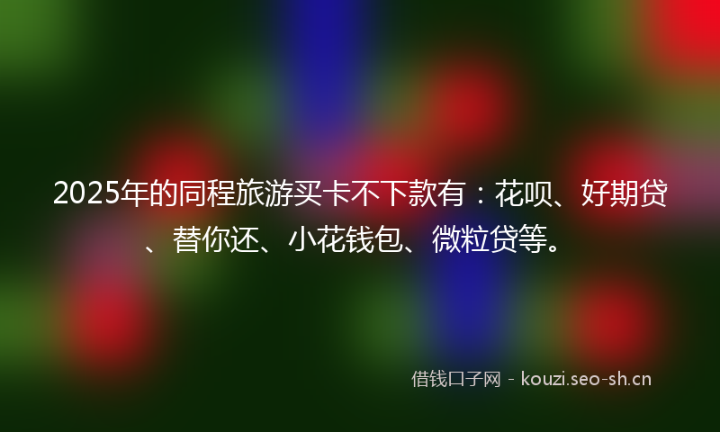 2025年的同程旅游买卡不下款有：花呗、好期贷、替你还、小花钱包、微粒贷等。