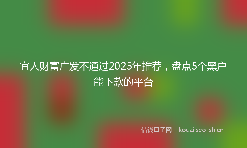宜人财富广发不通过2025年推荐，盘点5个黑户能下款的平台