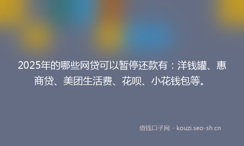 2025年的哪些网贷可以暂停还款有:洋钱罐、惠商贷、美团生活费、花呗、小花钱包等。