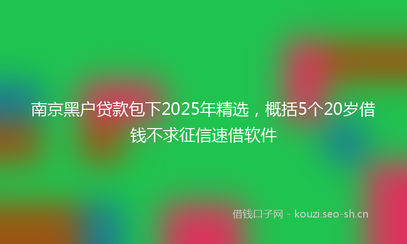 南京黑户贷款包下2025年精选，概括5个20岁借钱不求征信速借软件