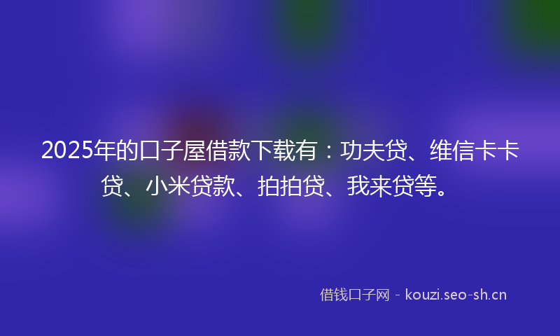 2025年的口子屋借款下载有：功夫贷、维信卡卡贷、小米贷款、拍拍贷、我来贷等。