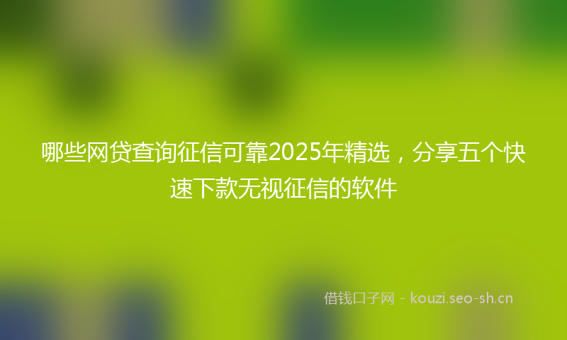 哪些网贷查询征信可靠2025年精选,分享五个快速下款无视征信的软件