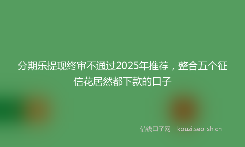 分期乐提现终审不通过2025年推荐，整合五个征信花居然都下款的口子