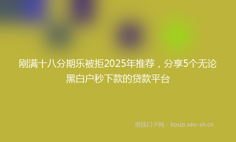 刚满十八分期乐被拒2025年推荐，分享5个无论黑白户秒下款的贷款平台
