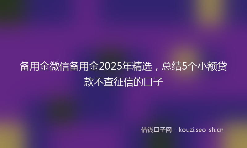 备用金微信备用金2025年精选，总结5个小额贷款不查征信的口子