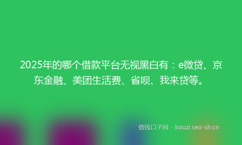 2025年的哪个借款平台无视黑白有：e微贷、京东金融、美团生活费、省呗、我来贷等。