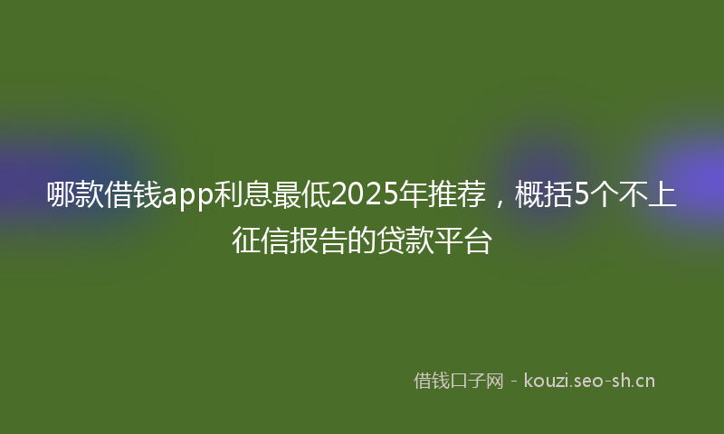 哪款借钱app利息最低2025年推荐，概括5个不上征信报告的贷款平台
