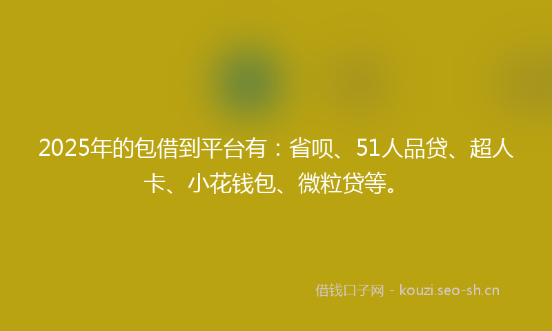 2025年的包借到平台有：省呗、51人品贷、超人卡、小花钱包、微粒贷等。
