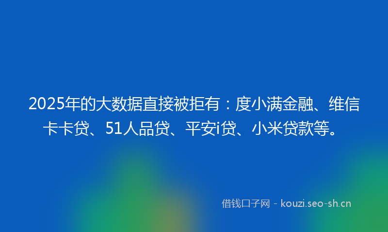 2025年的大数据直接被拒有：度小满金融、维信卡卡贷、51人品贷、平安i贷、小米贷款等。