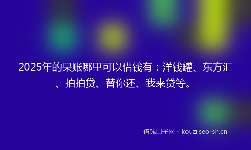 2025年的呆账哪里可以借钱有：洋钱罐、东方汇、拍拍贷、替你还、我来贷等。