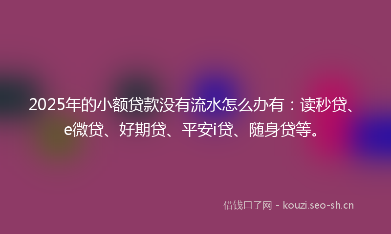 2025年的小额贷款没有流水怎么办有：读秒贷、e微贷、好期贷、平安i贷、随身贷等。
