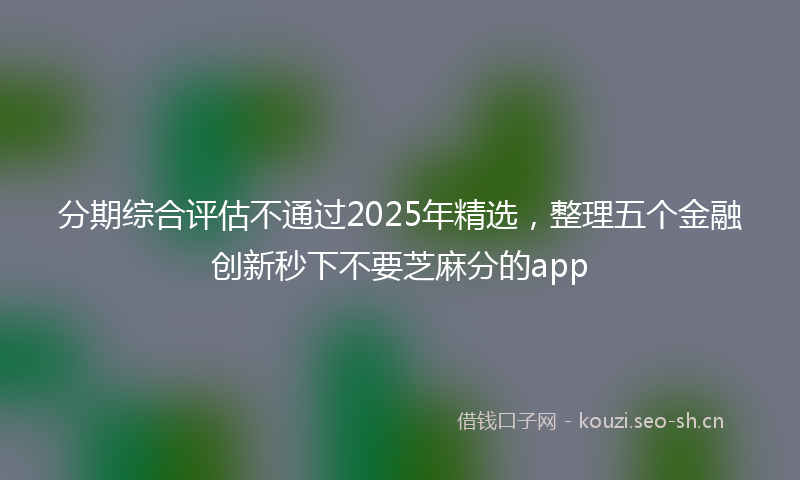分期综合评估不通过2025年精选，整理五个金融创新秒下不要芝麻分的app