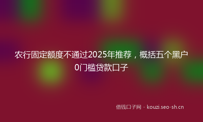 农行固定额度不通过2025年推荐，概括五个黑户0门槛贷款口子