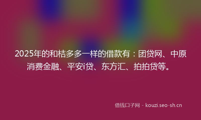 2025年的和桔多多一样的借款有：团贷网、中原消费金融、平安i贷、东方汇、拍拍贷等。