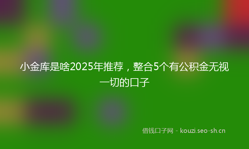小金库是啥2025年推荐，整合5个有公积金无视一切的口子