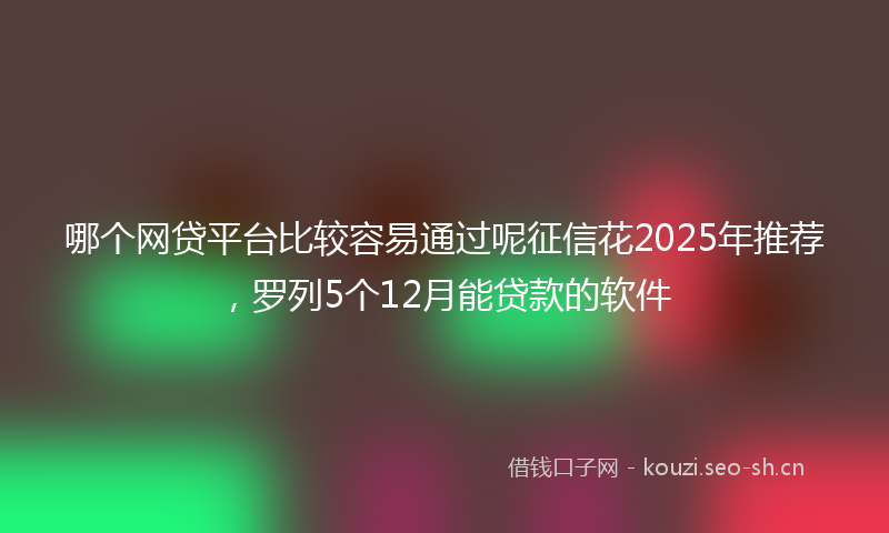 哪个网贷平台比较容易通过呢征信花2025年推荐，罗列5个12月能贷款的软件