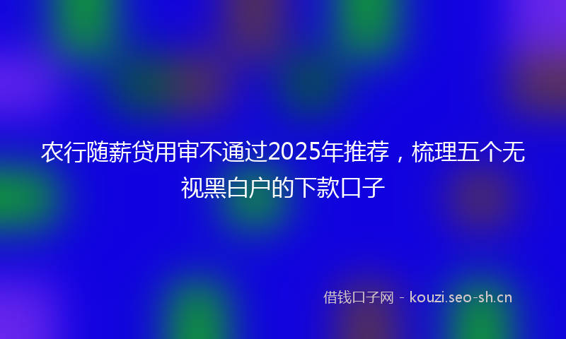 农行随薪贷用审不通过2025年推荐，梳理五个无视黑白户的下款口子
