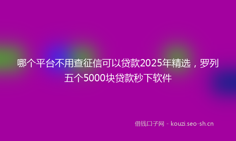 哪个平台不用查征信可以贷款2025年精选，罗列五个5000块贷款秒下软件