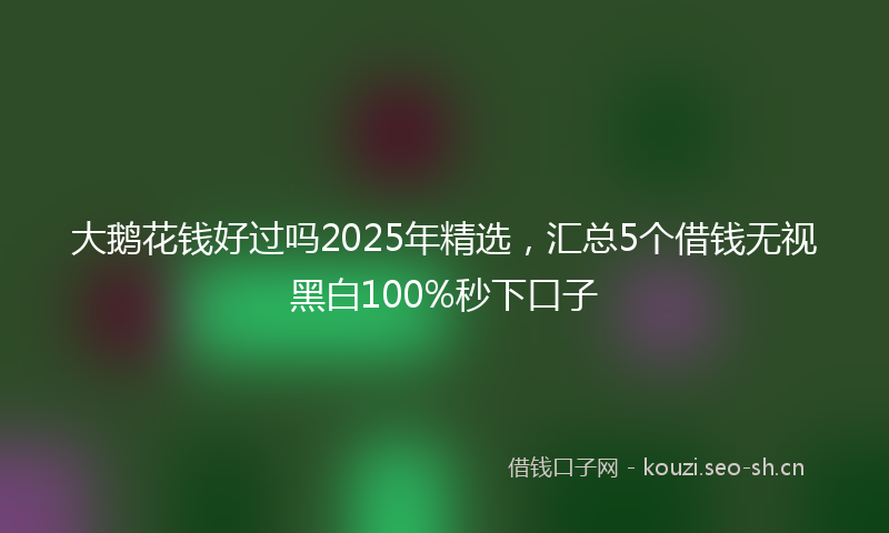 大鹅花钱好过吗2025年精选，汇总5个借钱无视黑白100%秒下口子