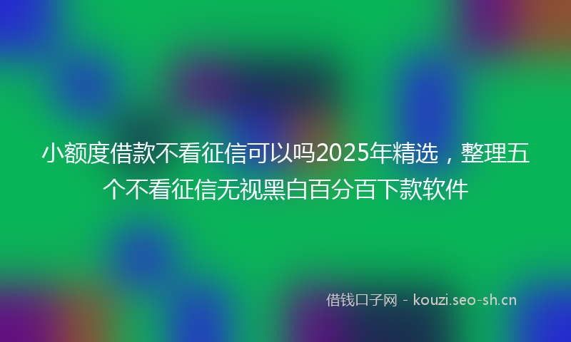 小额度借款不看征信可以吗2025年精选，整理五个不看征信无视黑白百分百下款软件